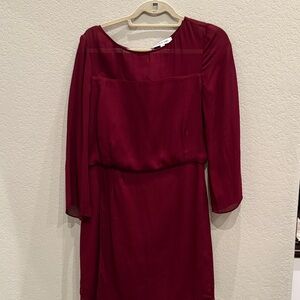 Elizabeth and James Deep Red Long Sleeve Dress